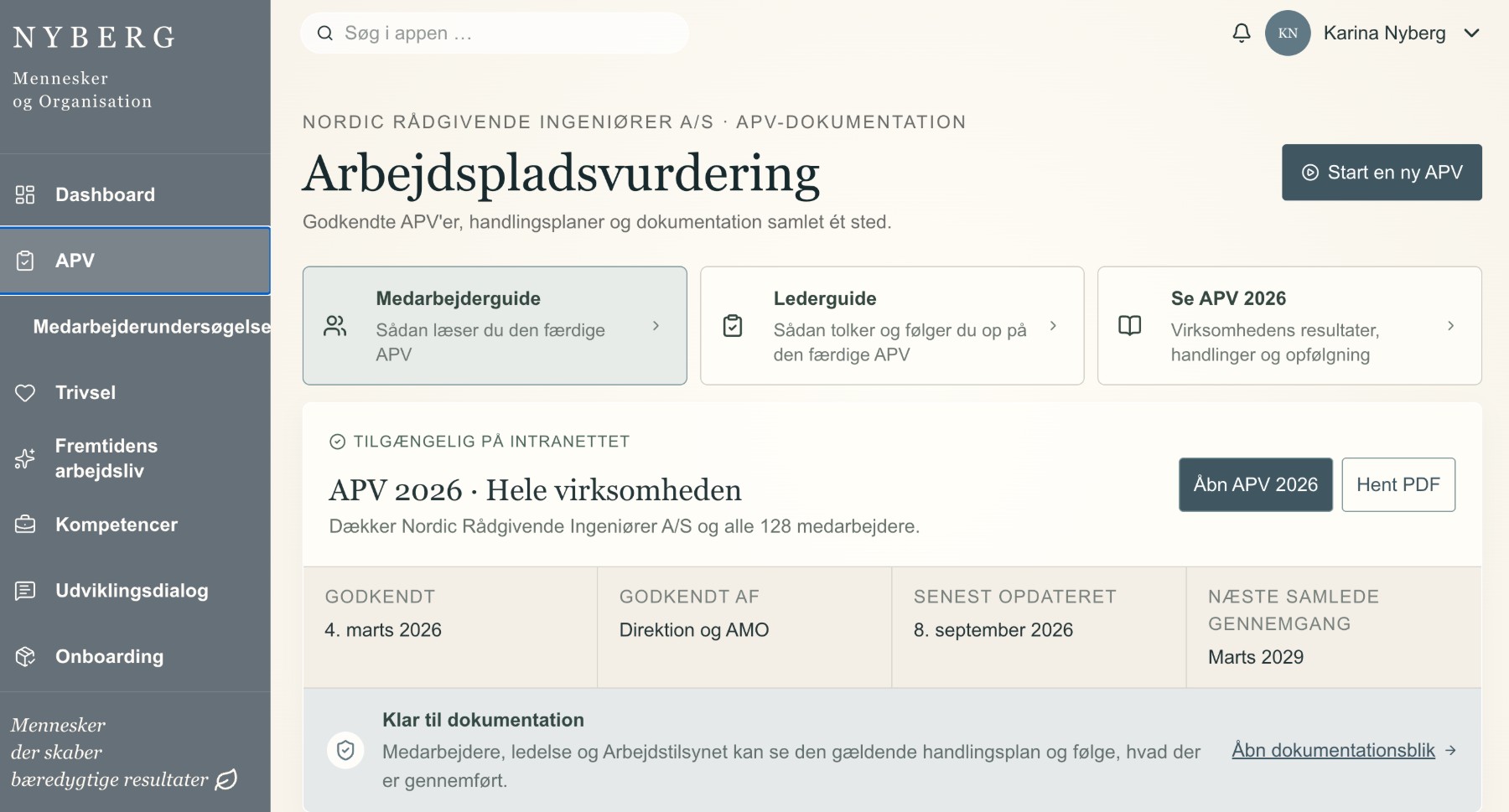 Prototype på organisationssystem: APV-dokumentation for hele virksomheden